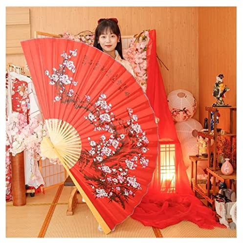 Folding Hand Fan Chinese Fan Super Big Huge Chinese Paper Fan Decoration Hang Wall In National Customs Wedding Arrangement Fan Folding Fan Japanese Fan Decor (Color : A, Size : 65x110cm)