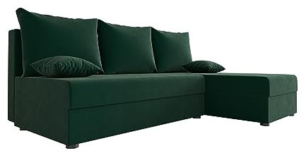 ALTDECOR Ecksofa mit Schlaffunktion und Bettkasten Corner Sofa Bett Eckcouch Couch L-Form Schlafcouch Ausziehbar Wohnlandschaft Schlafsofa Cauchsofa - HEWLI - 201x140x90cm Dunkelgrün