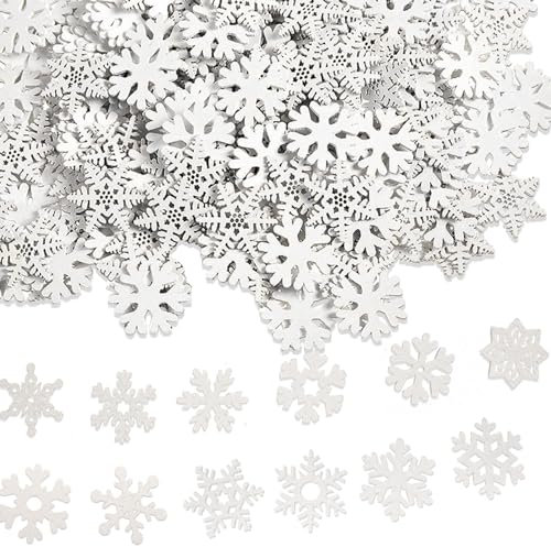 YCVSKY 100PCS Adornos de Copos de Nieve de Madera para Decoración de Árbol de Navidad