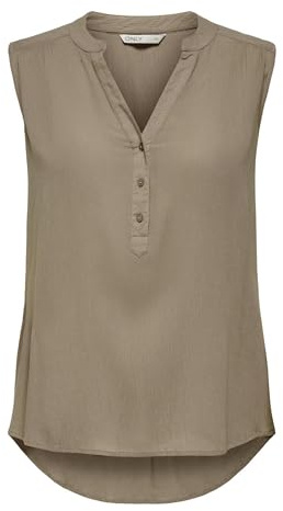 ONLY Women's Onljette Life S/L Top WVN Noos T-Shirt & Tops (Pack of 1), Brown, 16