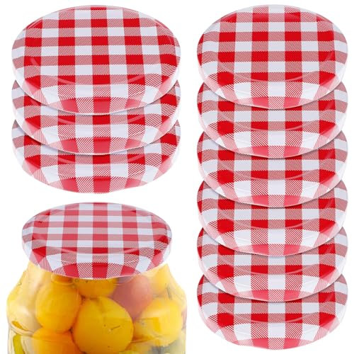 Kichvoe 12 Pcs Red Mason Jar Lids - 6 Wide Mouth (70MM) & 6 Regular Mouth (63MM) Canning Lids, Easy to Install, Perfect for Mason Jar Seals and Decoration