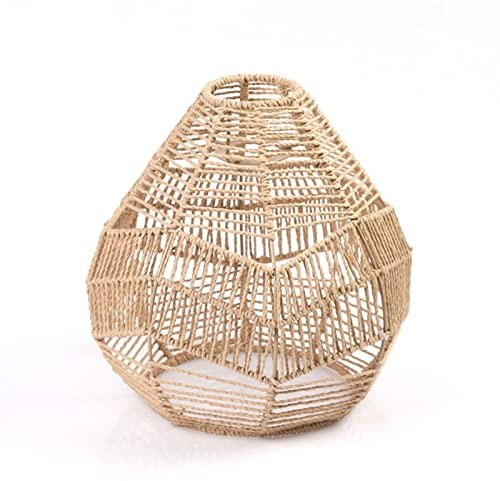 Moxeupon Boho Rattan Lampenschirm, Boho Makramee Lampenschirm Zum Aufhängen, Behänge Makramee Lampenschirm,Lampenschirm Aus Korbgeflecht Für Kücheninsel,Schlafzimmer,Esszimmer