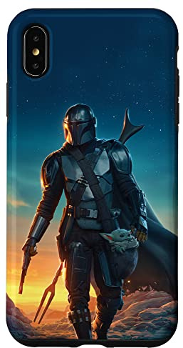 Poster Star Wars : Le Mandalorien et Grogu au Coucher du Soleil Coque pour iPhone XS Max