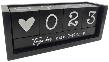 Jahres Countdown Kalender, nachhaltiger Holz-Tischkalender, Dauerkalender, Tagezähler schwarz, 100% Holz (MDF), in Fenster-Box