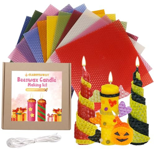 Clarissaway Bienenwachskerzen-Bastelset für Kinder, 12 Stück Bienenwachsblätter zum Basteln, Bienenwachsblätter für Kerzenherstellung