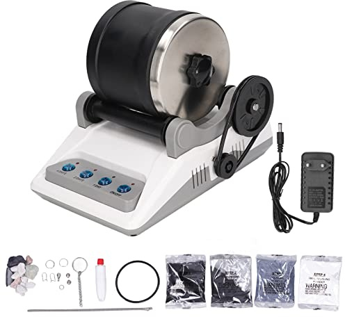 Pissente Rock Tumbler Kit, Rock Polisher Komplettes Rock Tumbler Kit Geräuschreduzierter Lauf Rock Polisher Kit Elektrische Edelsteine DIY Steinpolierspielzeug für Alle Altersgruppen