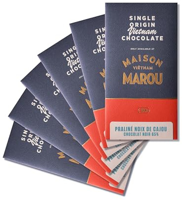 MAROU – Tablette chocolat noir 65% Noix de cajou Praliné | Commerce Direct Et Transparent | Sans additifs, Sans soja | Origine Vietnam (Lot de 6)