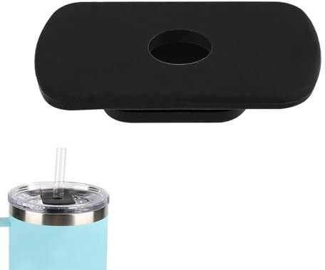 Accesorio de Tapa de Pajita, Diámetro 1,2cm Cubierta de Pajita para Vaso Accesorios para Vaso Magslider/Tapa Stronghold Compatible con Yeti Adecuado para 591/887ml(Negro)