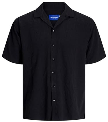 Jack&Jones Jeff Kurzarmhemd für Herren, Schwarz, Textur
