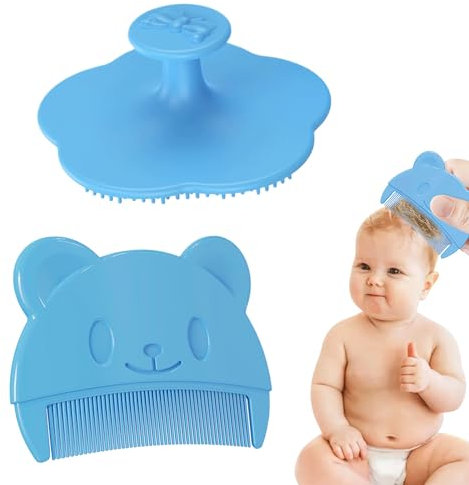 2 Stück milchschorf kamm Blau Milchschorf Baby Entfernen Bürste Schorfkamm Baby Plastik baby kamm milchschorf Silikon Kopfhaut Massagebürste Baby Haarkamm Für Baby Geeignet Für Neugeborene Baby
