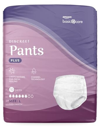 Amazon Basic Care Damen Pants Plus Large – 40 Stück (4 Packungen à 10 Stück), Weiß