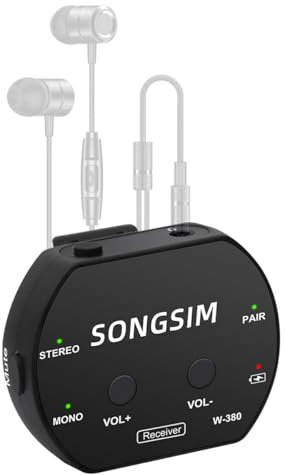 fesoklaf Wireless In Ear Monitor System, Stereo/Mono IEM System, Ear Monitors for Singers, 2.4GHz Beltpack Transmitter Receiver, Clip-on Design for Studio Band Live Performance (Receiver)