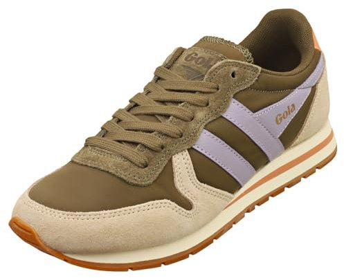 Gola Unisex Daytona Chute Sneaker, Khaki/Bone/Lavender, 37 EU