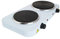 FLM SYSTEM Fornello Elettrico Da Campeggio, Fornello Elettrico 2 Piastre, Fornello 2500W, Doppia Piastra: 1000W + 1500W, Riscaldamento Rapido, Regolazione di Temperatura, Design Compatto e Portatile