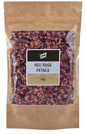 Lowhill Valley Red Rose Petals Herbal Tea - Handpicked Edible Flowers – No Additives or Preservatives – Organically Grown – 100% Pure – 50g