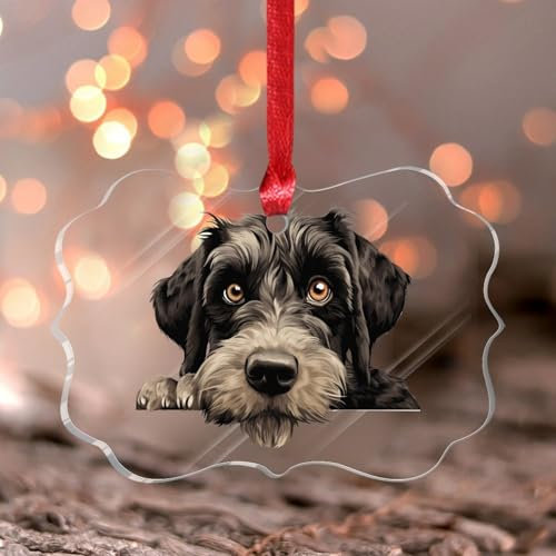 Adorno de árbol de Navidad Schnauzer gigante, diseño abstracto de mascota, cachorro, mariposa, adorno de árbol de Navidad, recuerdo, imágenes coloridas de animales, bolas de Navidad acrílicas para