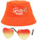 BOFUNX Apero Spritz Fischerhut Anglerhut + Retro Orange Brillen in Herzform Apero Party Hut Apero Geschenk für Apero Liebhaber Fasching Karneval Cosplay Kostüme Accessoires