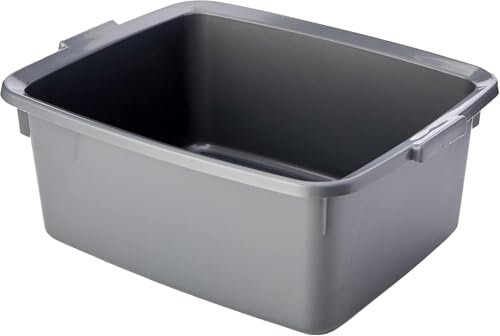 12L Washing Up Bowl - Durable Plastic Sink Tub for Washing Dishes-Plastic Butler Large Rectangular Bowl - Soaking Laundry & Household Tasks (Mettalic)