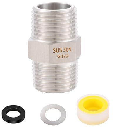 SNUTUYA Brauseschlauch-Verlängerungsanschluss, 1/2 auf 1/2 Brauseschlauch-Verlängerung, extra langes Gelenk, zum Verbinden von zwei Schläuchen, massiver Edelstahl 304
