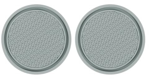 sourcing map 2pcs Car Cup Coasters Universal PVC Car Cup Mats Non-Slip Cup Holder Insert Coasters Car Interior Accessories, Grey