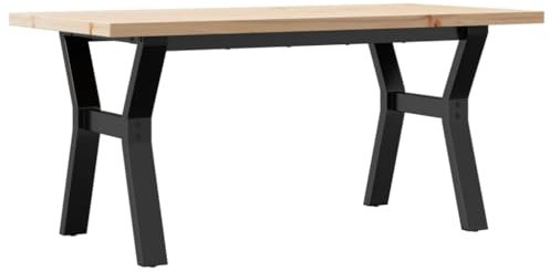 vidaXL Couchtisch, Beistelltisch mit Y-Gestell, Sofatisch für Wohnzimmer, Kaffeetisch Teetisch Holztisch, Modern, Massivholz Kiefer Stahl