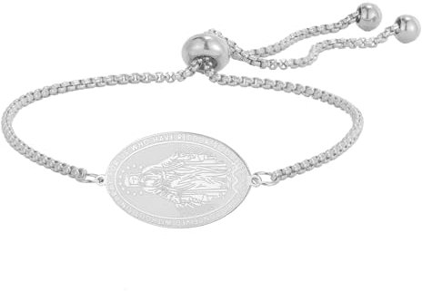 TEAMMER Wunderschönes Jungfrau Maria Armband Religiöses Rosenkranz Anhänger Gebetsarmband Glaubensschutzschmuck für Frauen und Männer (Silber)