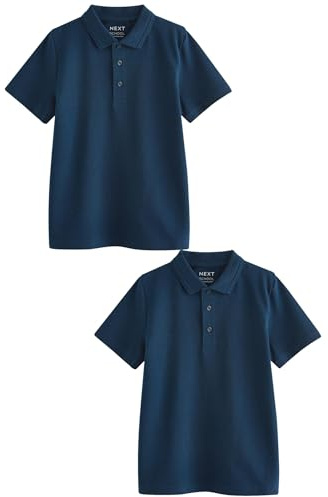 NEXT Jungen Schul-Poloshirts aus Baumwolle im 2er-Pack Marineblau 110-