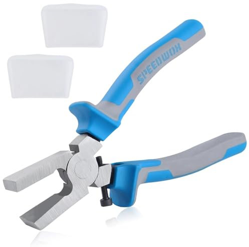 SPEEDWOX 6 Inch Glass Breaking Pliers with Rubber Tips Flat Jaws Key Fob Pliers for Key Fob Hardware Mirror Stained Work Mosaics Breaking Tool Glass Rubber Plier