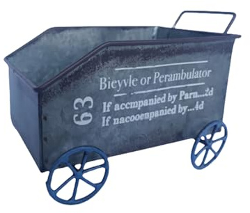 LAIOUSN Petite brouette vintage en fer - Chariot décoratif pour jardin, terrasse, décoration d'intérieur et d'extérieur en métal