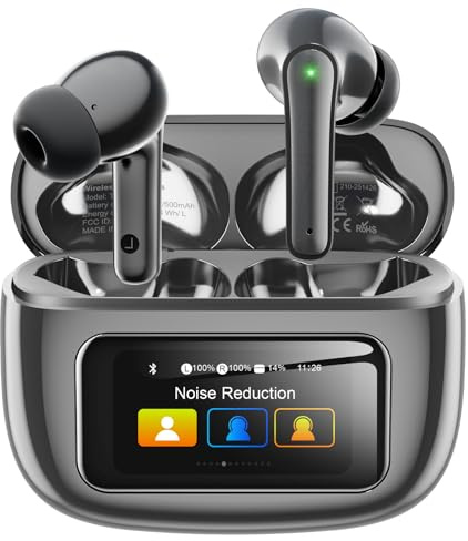 Kopfhörer Kabellos Bluetooth 5.4, In Ear Kopfhörer Bluetooth mit Touchscreen & 5 EQ Modi, Bluetooth Kopfhörer ANC/ENC Noise Cancelling, 8H Spielzeit, IPX7 Wasserdicht Sport & Gaming Kopfhöre-Tinte