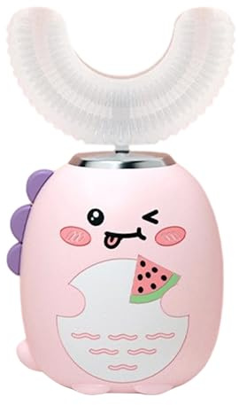 Spazzolino elettrico per bambini, a forma di U, spazzola automatica a forma di cartone animato, impermeabile con 3 modalità regolabili e timer integrato, pulizia morbida per bambini, cura quotidiana