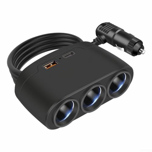 12-24V Multi Socket Car Charger USB Adapter 3 Way Splitter for Cars Trucks SUVs Supports Multiple Device Charging with Protective Safety Features