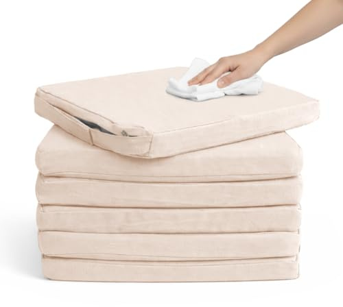 Pack 6 Cojín para silla 42x40x4 cm|Repelente al agua y fácil de limpiar|Con cintas de sujeción|Funda con cremallera desmontable|Uso interior y exterior|Ideal para comedor, terraza, jardín u oficina