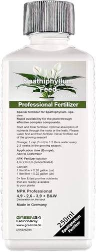 Green24 Special fertilizer for peace lilies Spathiphyllum- species. Rapid availability for the plant through effective complex compounds. 250ml