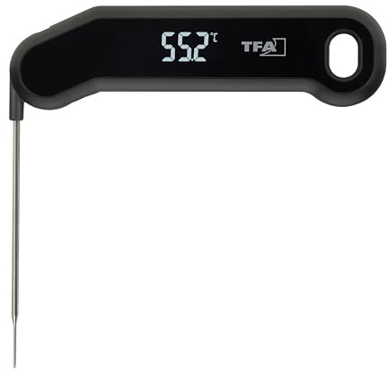 TFA Dostmann Digitales Fleischthermometer 0,6s schnell Messung, 14.1519, Grillthermometer, 0,3 °C Genau, Thermometer, Kochen, Bratenthermometer, für Küche Grill BBQ Backen, Küchenthermometer, schwarz