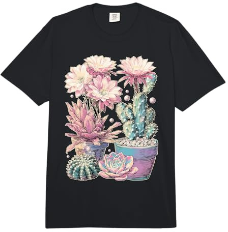 Floral Rebutia Kaktus mit Blumen Botanisch Pastell verträumt Comfort Colors Adult Heavyweight T-Shirt