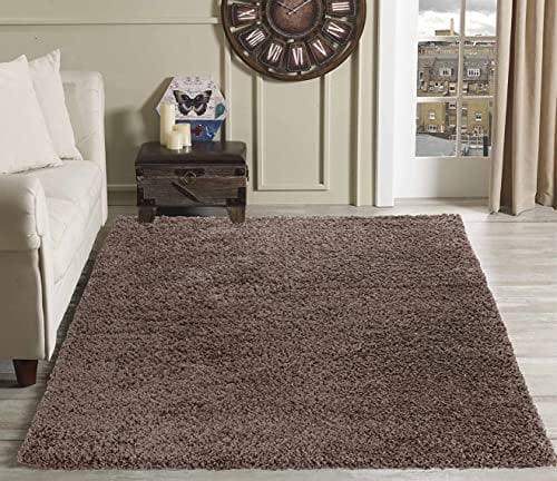 Serdim Rugs Living Room Shaggy Area Rugs, Polypropylene, D.BEIGE, 80x150cm(2'6x5'0)