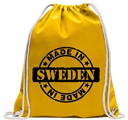 Kiwistar - Turnbeutel - gelb - Made in Sweden - Fun Rucksack Sport Beutel Gymsack Baumwolle mit Ziehgurt