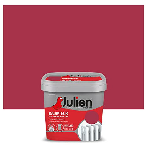 Julien Peinture Radiateur Acrylique, Fer, Cuivre, Alu, zinc - Direct sans sous-couche, Satin, Framboise, 0,75 L