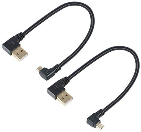 TENINYU Combo-Pack Right Angle USB Cable for TV Stick and Power Bank 6 Inches - 90 Degree USB to Micro USB Cable for Roku TV Stick and More