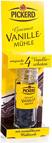 Pickerd Gourmet Vanille-Mühle entspricht ca. 4 Vanille-Schoten Mahlwerk verstellbar 6g