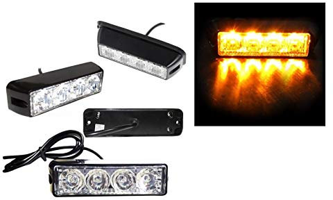 flexzon 12V 24V 4 LED orange amber light lamp recovery flashing breakdown strobe grill
