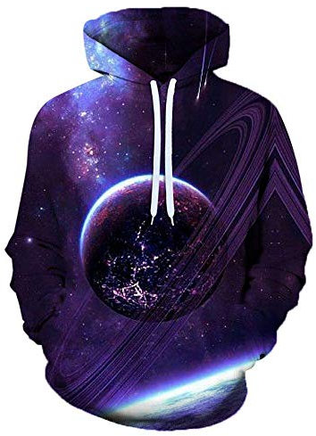 Laizs Felpe con Cappuccio Funky Stampato 3D Hoodie Tasca Sweatshirt Pullover Coulisse Unisex novità Felpa Cielo Stellato Viola A3574,4XL