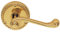 PAIR Georgian Scroll Handle on Round Rose - Rope Design Pattern - Polished Brass | Traditional Door Handle Lever on Screwless Rose - Internal Door Hardware - Screws, Fixings and Spindle Included