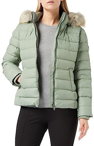 Tommy Jeans Femme Veste en Duvet Basic Hiver, Vert (Dusty Sage), XS