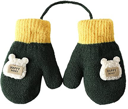 Strickhandschuhe Baby Handschuhe Gestrickt Baby Fäustlinge Kleinkind Strickhandschuhe für Kinder Mädchen Jungen 1-5 Jahre Winter Warme Winterhandschuhe mit Schnur Fleece-Innenfutter