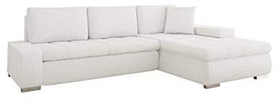Mirjan24 Eckcouch Ecksofa Orkan Premium, Elegante Sofa mit Schlaffunktion und Bettfunktion, Bettkasten Couch L-Sofa, Ottomane Universal, Große Farbauswahl (Boucle Abriamo 04)