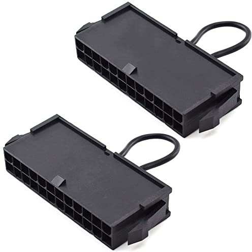 Xiatiaosann 24-Pin ATX Power Jumper Bridge Tool PSU Test Starter Tester Start Switch Compatible with 20/24 Pin Connector (2 Pack)