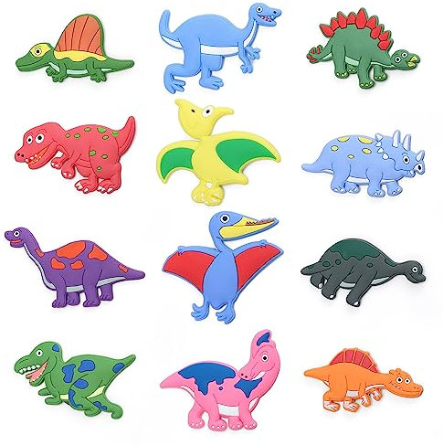 12 Piezas Imanes Nevera Animales, TIANLIN Imanes de Nevera de Dinosaurio, Imanes de Nevera de Dibujos Animados Pizarras Blancas de Aula, Refrigeradores, Decoración del Hogar