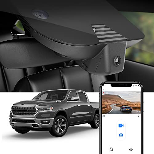 Fitcamx Dashcam 4K Kompatibel mit RAM 1500 (Model B) 2019-2024 Rebel Big Horn Laramie Tradesman TRX Classic, OEM Autokamera UHD 2160P Video WiFi, Loop-Aufnahm, G-Sensor, WDR, Plug & Play, 64GB-Karte